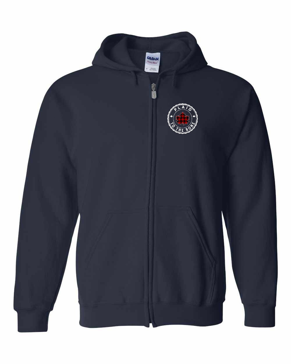 Plaid to the Bone Circle Leaf Left Chest Zip Hoodie - Gildan Canada (sewn Internationally)