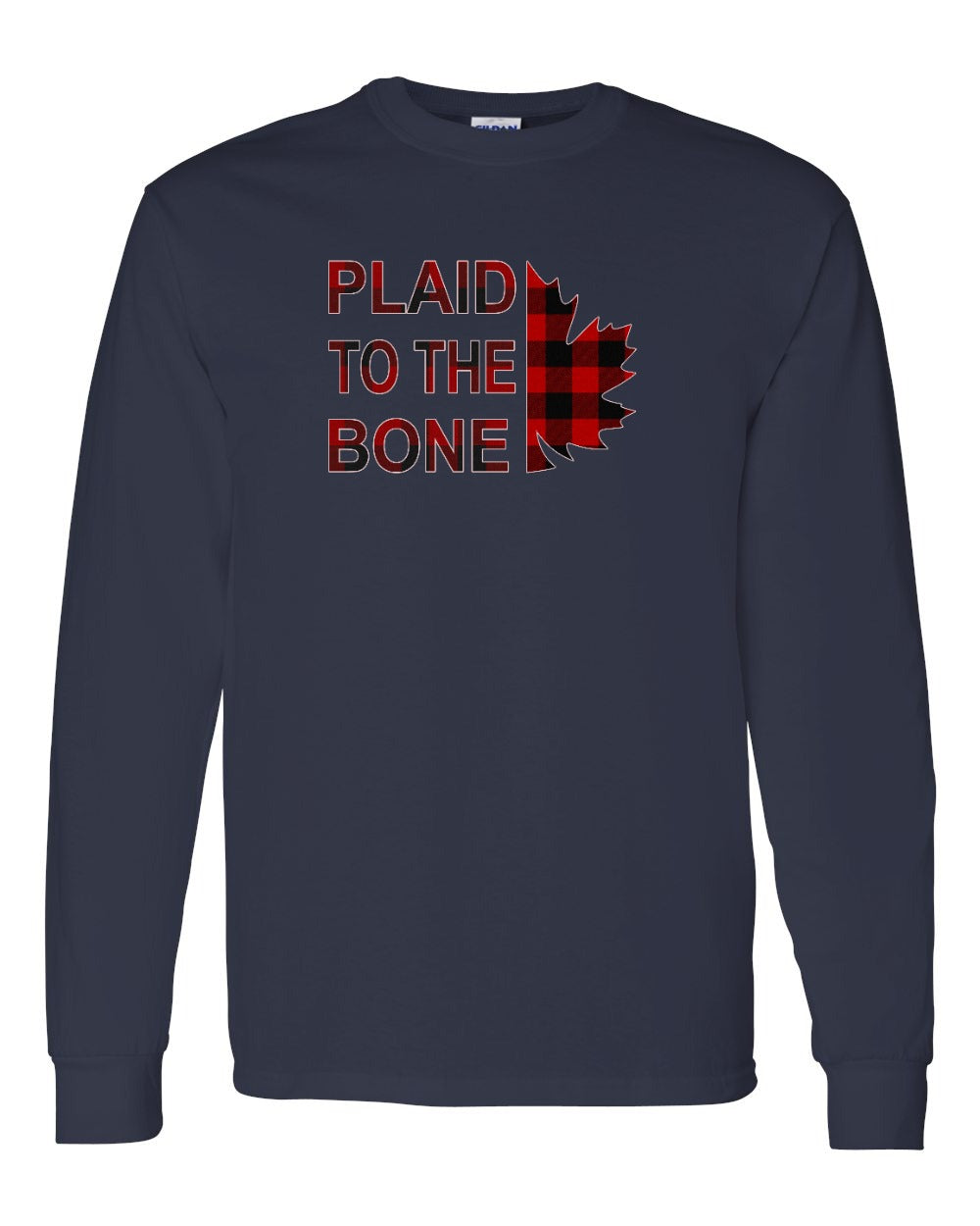 Plaid to the Bone Stacked Leaf Full Long Sleeve - Gildan Canada (sewn Internationally)