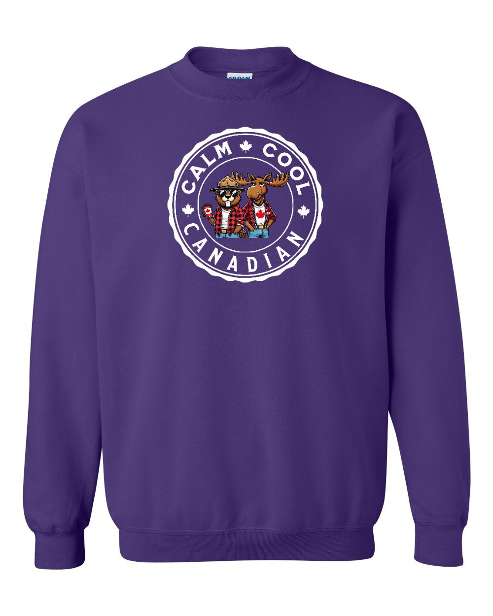 Calm Cool Moose and Beaver Full Crewneck - Gildan Canada (sewn Internationally)