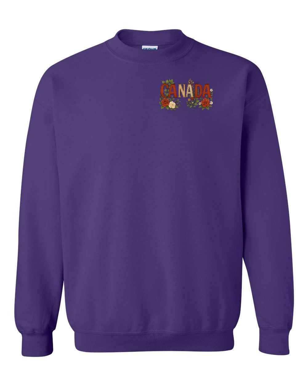 Canada Flowers Left Chest and Back Crewneck - Gildan Canada (sewn Internationally)