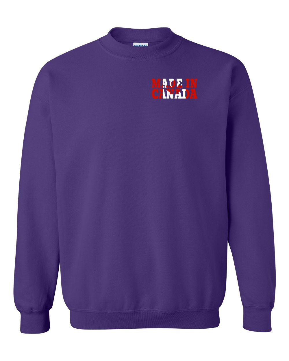 Made in Canada Flag Background Left Chest and Back Crewneck - Gildan Canada (sewn Internationally)