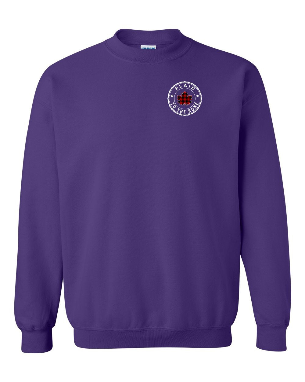 Plaid to the Bone Circle Leaf Left Chest and Back Crewneck - Gildan Canada (sewn Internationally)