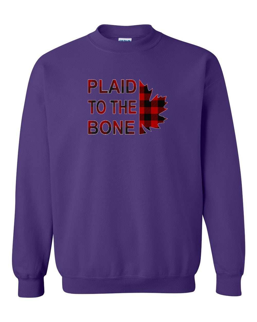 Plaid to the Bone Stacked Leaf Full Crewneck - Gildan Canada (sewn Internationally)