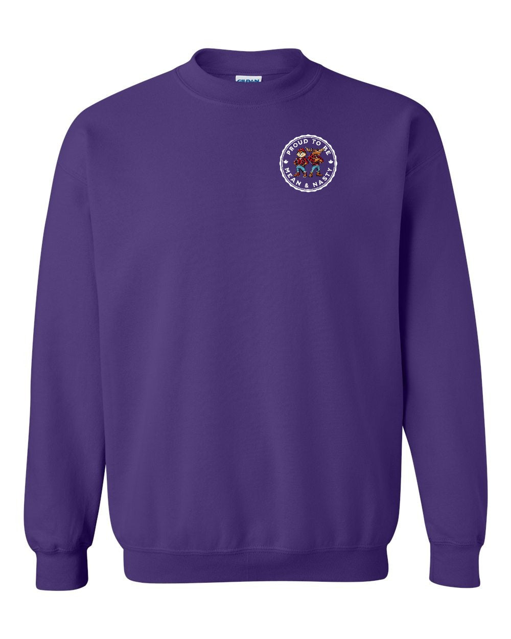 Proud Mean & Nasty Beaver and Moose Left Chest and Back Crewneck - Gildan Canada (sewn Internationally)
