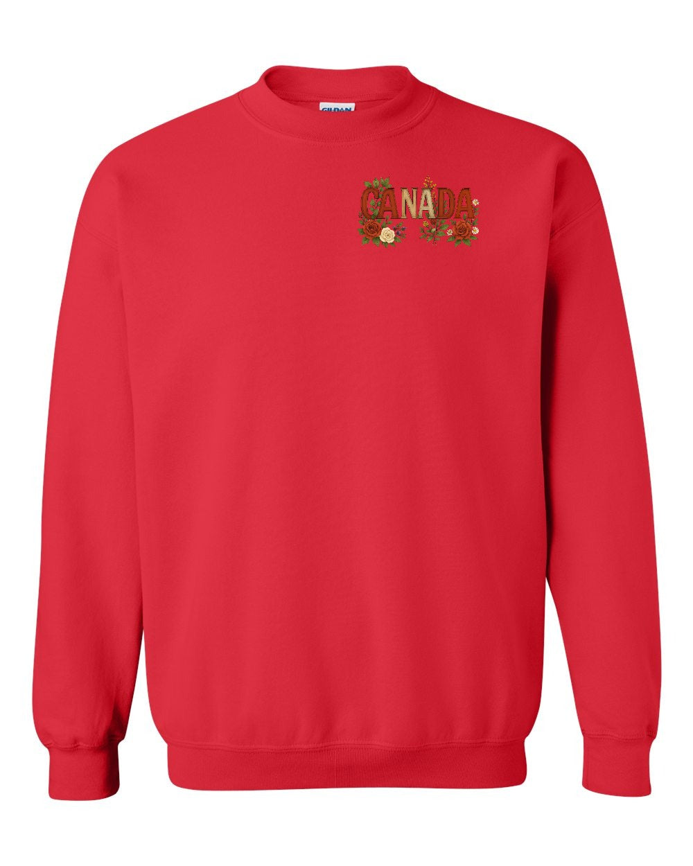 Canada Flowers Left Chest and Back Crewneck - Gildan Canada (sewn Internationally)