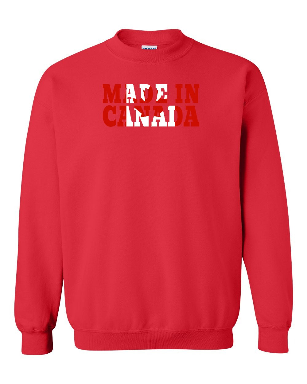 Made in Canada Flag Background Full Crewneck - Gildan Canada (sewn Internationally)