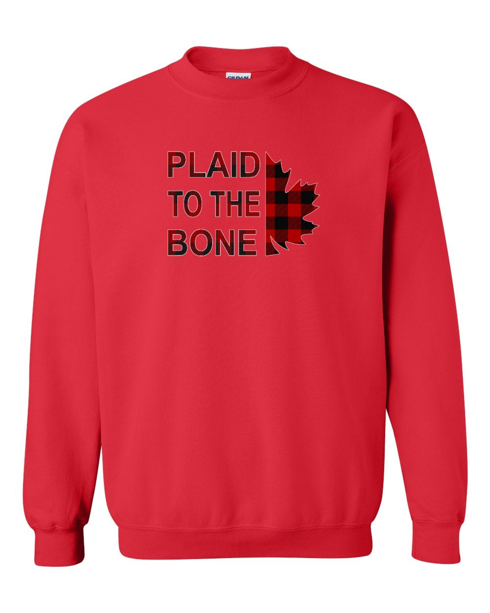 Plaid to the Bone Stacked Leaf Full Crewneck - Gildan Canada (sewn Internationally)