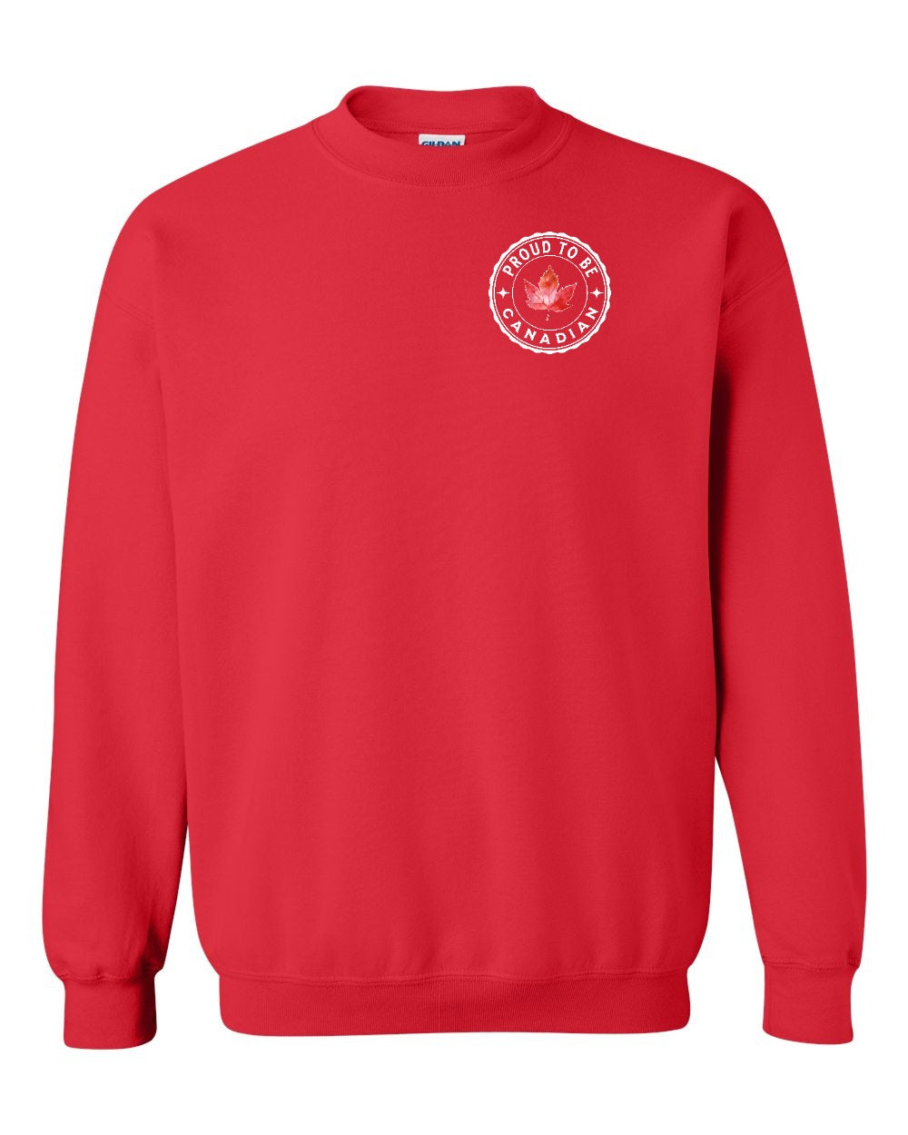 Proud to be Canadian Leaf Left Chest and Back Crewneck - Gildan Canada (sewn Internationally)
