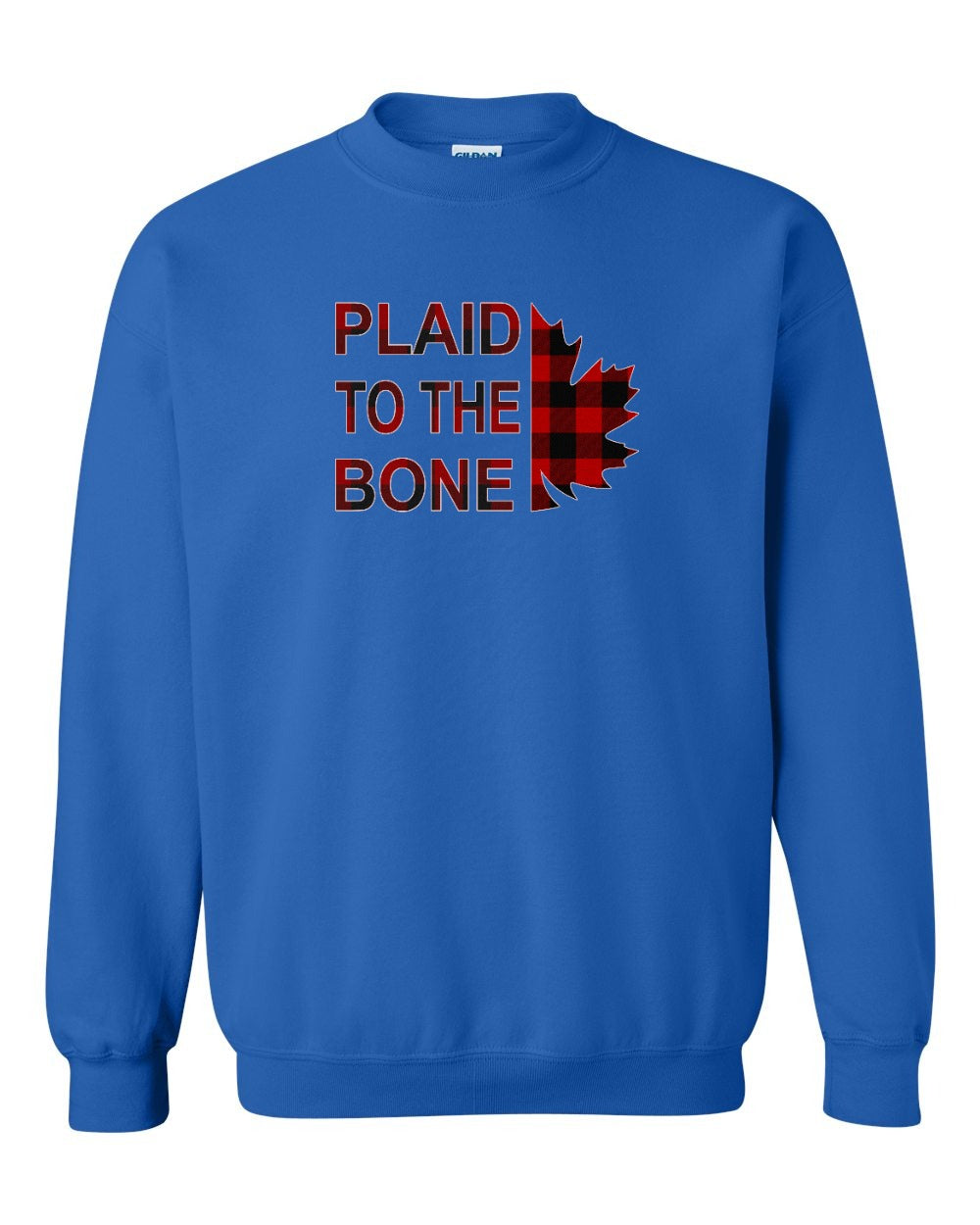 Plaid to the Bone Stacked Leaf Full Crewneck - Gildan Canada (sewn Internationally)