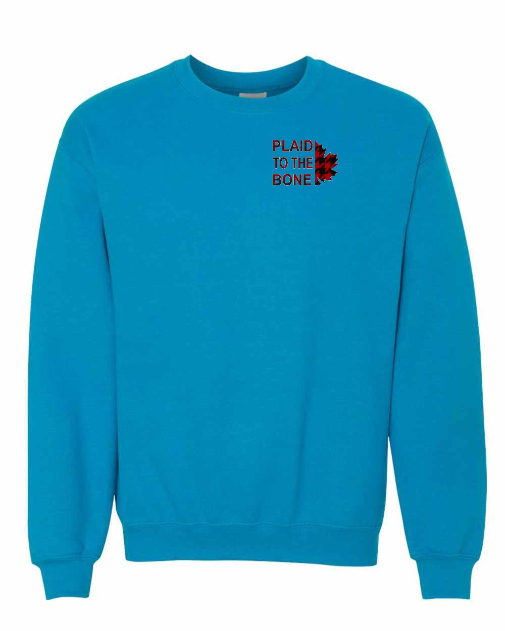 Plaid to the Bone Stacked Leaf Left Chest and Back Crewneck - Gildan Canada (sewn Internationally)