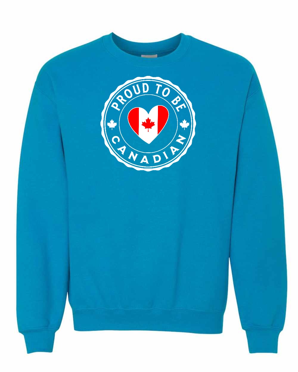 Proud to be Canadian Heart Flag Full Crewneck - Gildan Canada (sewn Internationally)