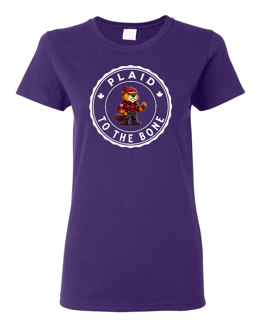 Plaid to the Bone Beaver Full Front Women's Tee - Gildan Canada (sewn Internationally)