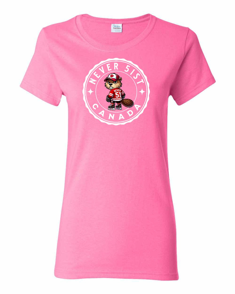 Never 51st Beaver Full Front Women's Tee - Gildan Canada (sewn Internationally)