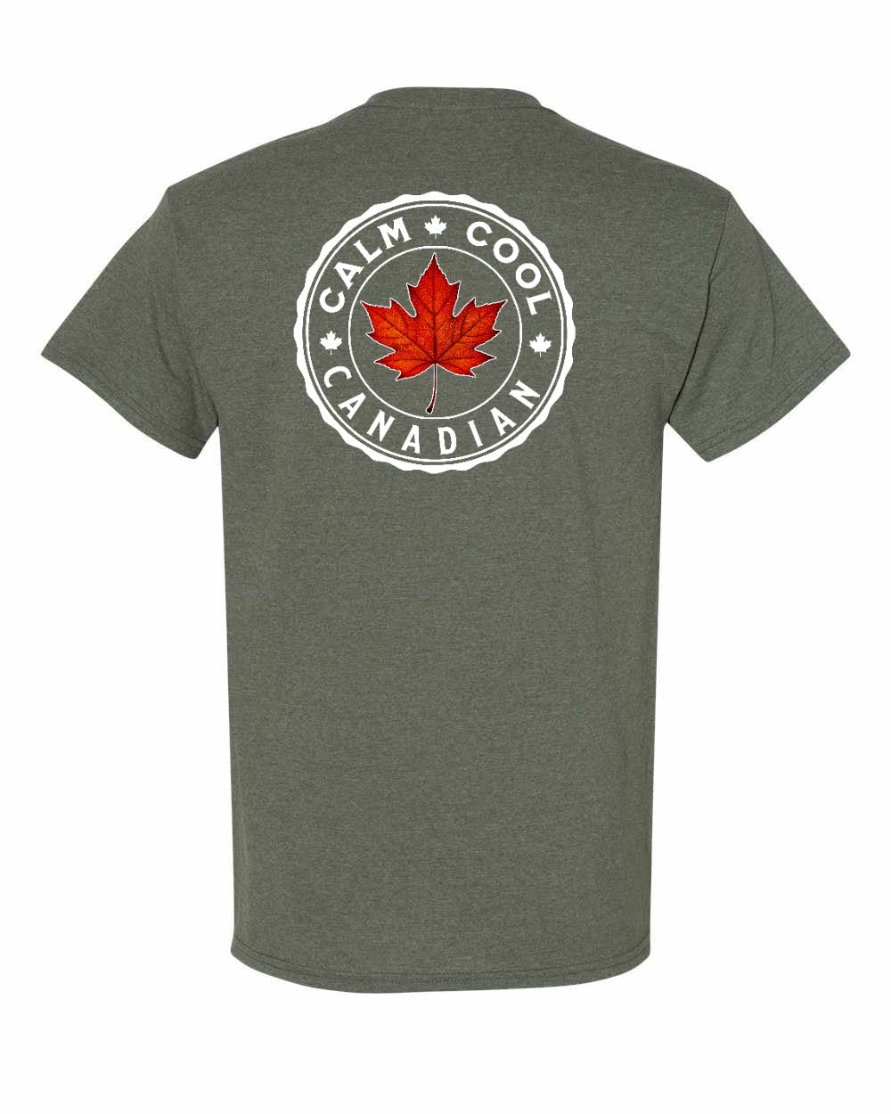 Calm Cool Canadian Leaf Left Chest & Back Men's Tee - Gildan Canada (sewn Internationally)