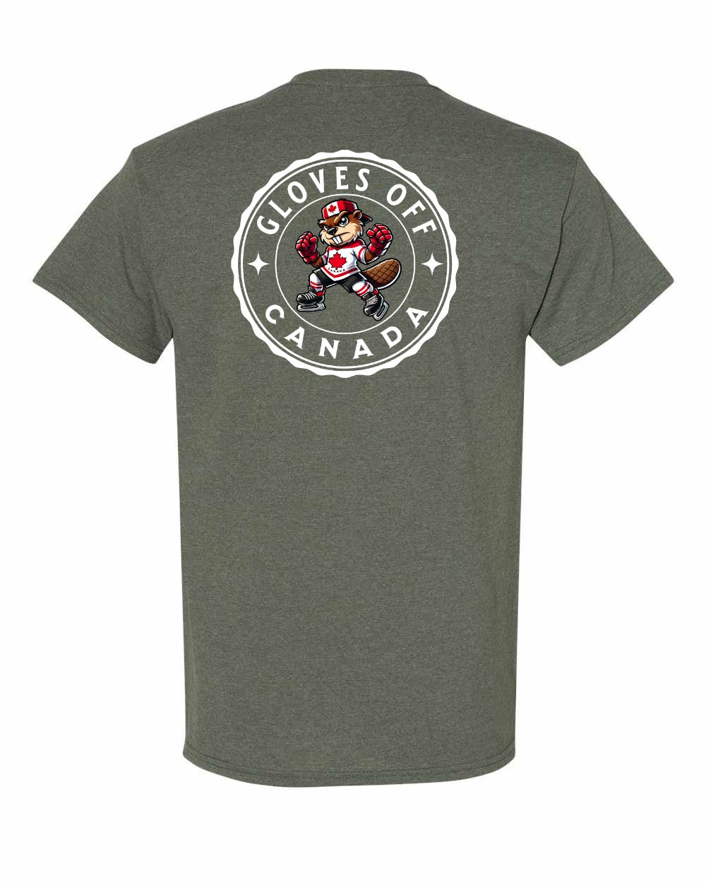 Gloves Off Beaver Left Chest & Back Men's Tee - Gildan Canada (sewn Internationally)