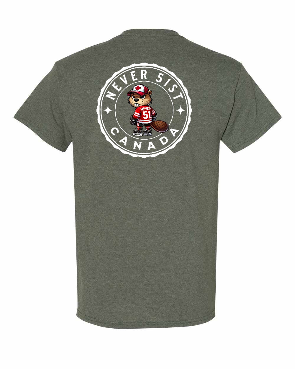 Never 51st Beaver Left Chest & Back Men's Tee - Gildan Canada (sewn Internationally)