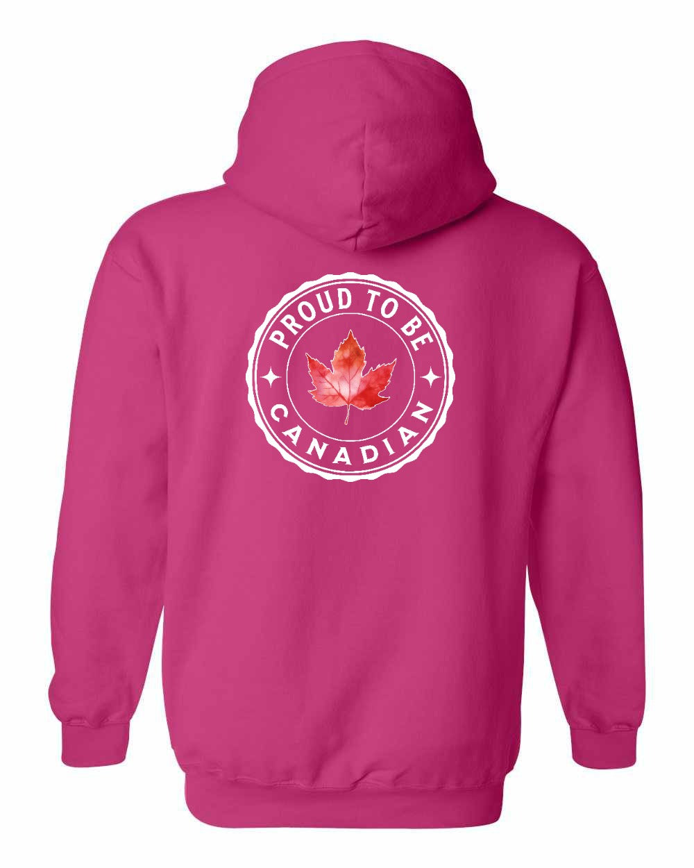 Proud to be Canadian leaf Left Chest and Back Pullover Hoodie