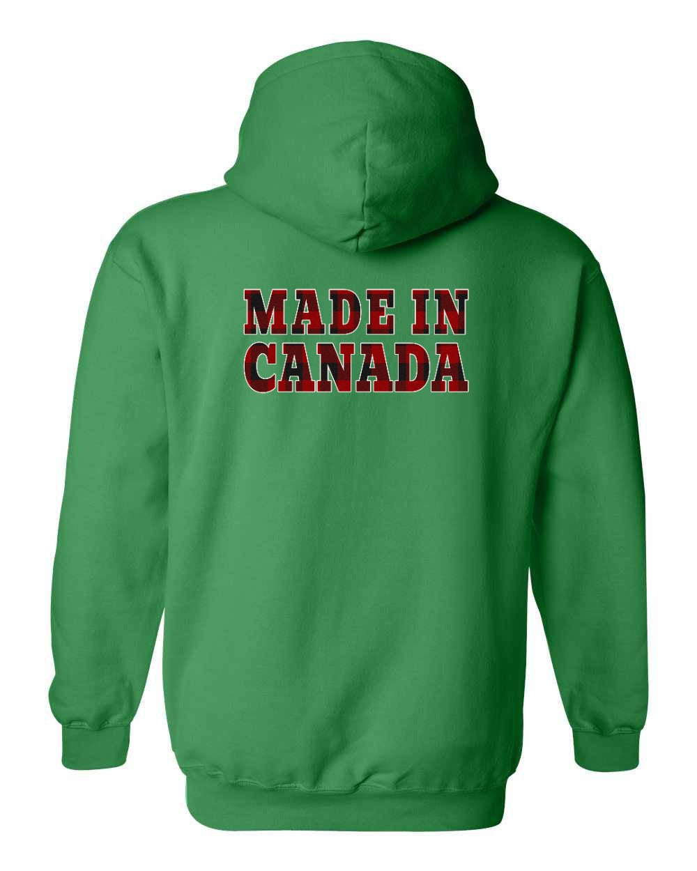 Made in Canada Plaid Background Left Chest and Back Pullover - Gildan Canada (sewn Internationally)