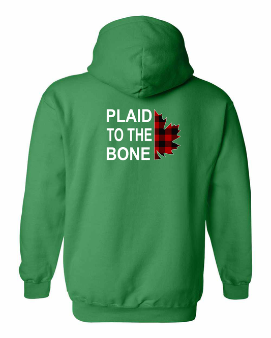 Plaid to the Bone Stacked Leaf Left Chest and Back Pullover