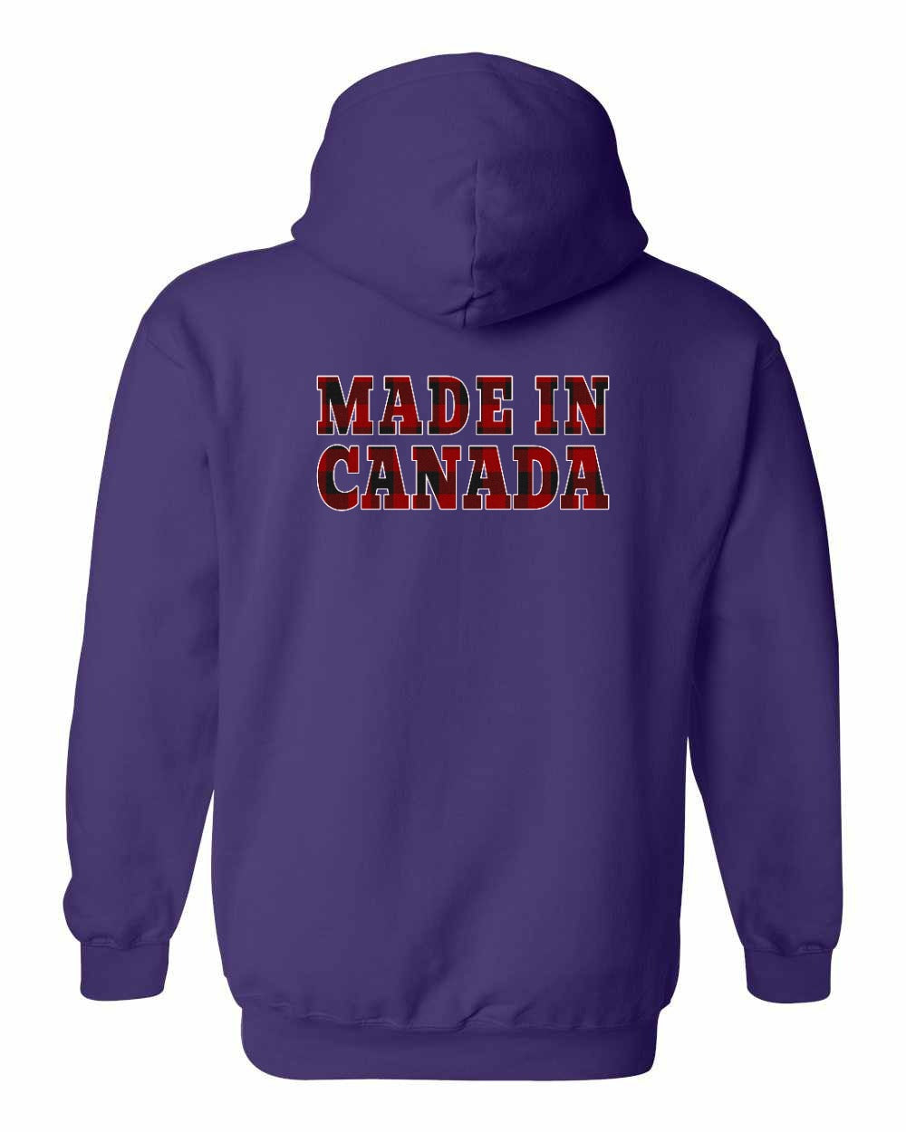 Made in Canada Plaid Background Left Chest and Back Pullover - Gildan Canada (sewn Internationally)