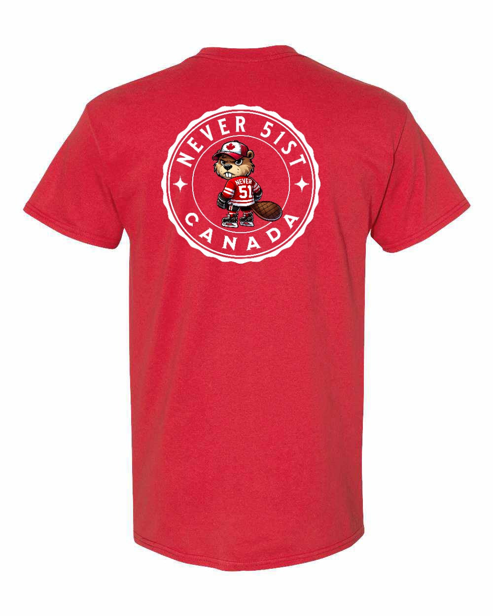 Never 51st Beaver Left Chest & Back Men's Tee - Gildan Canada (sewn Internationally)