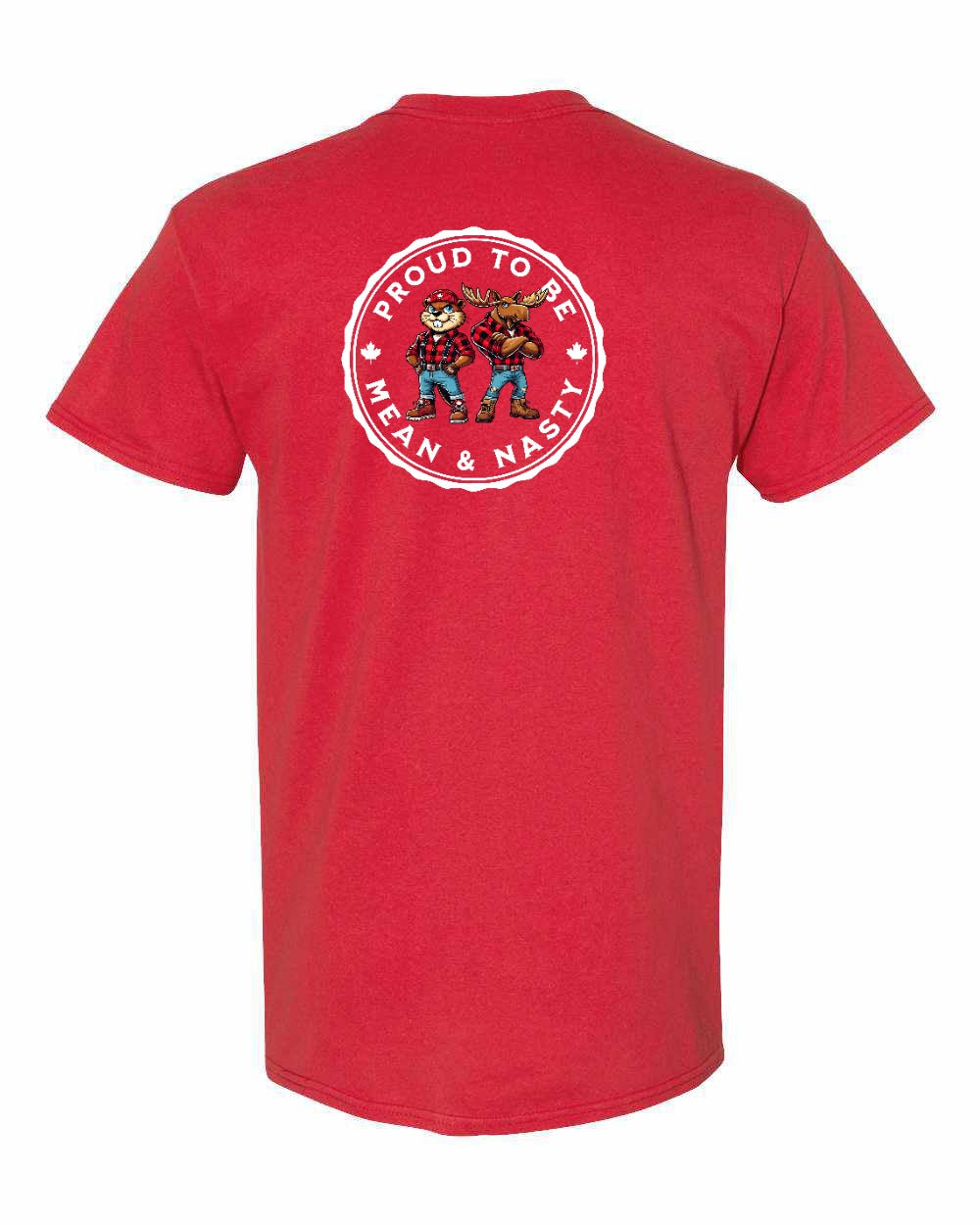 Proud to be Mean and Nasty Beaver and Moose Left Chest & Back Men's Tee - Gildan Canada (sewn Internationally)