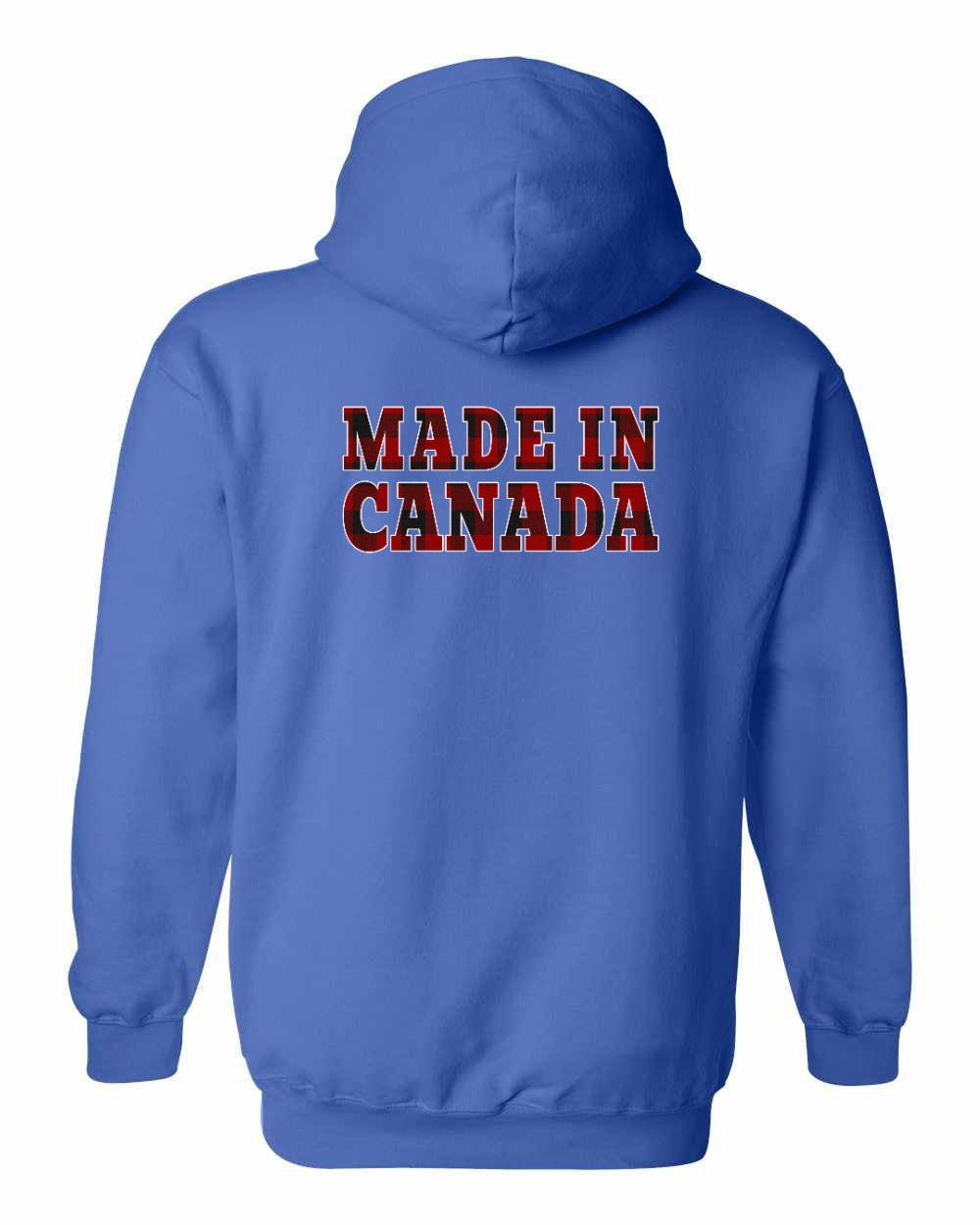 Made in Canada Plaid Background Left Chest and Back Pullover - Gildan Canada (sewn Internationally)