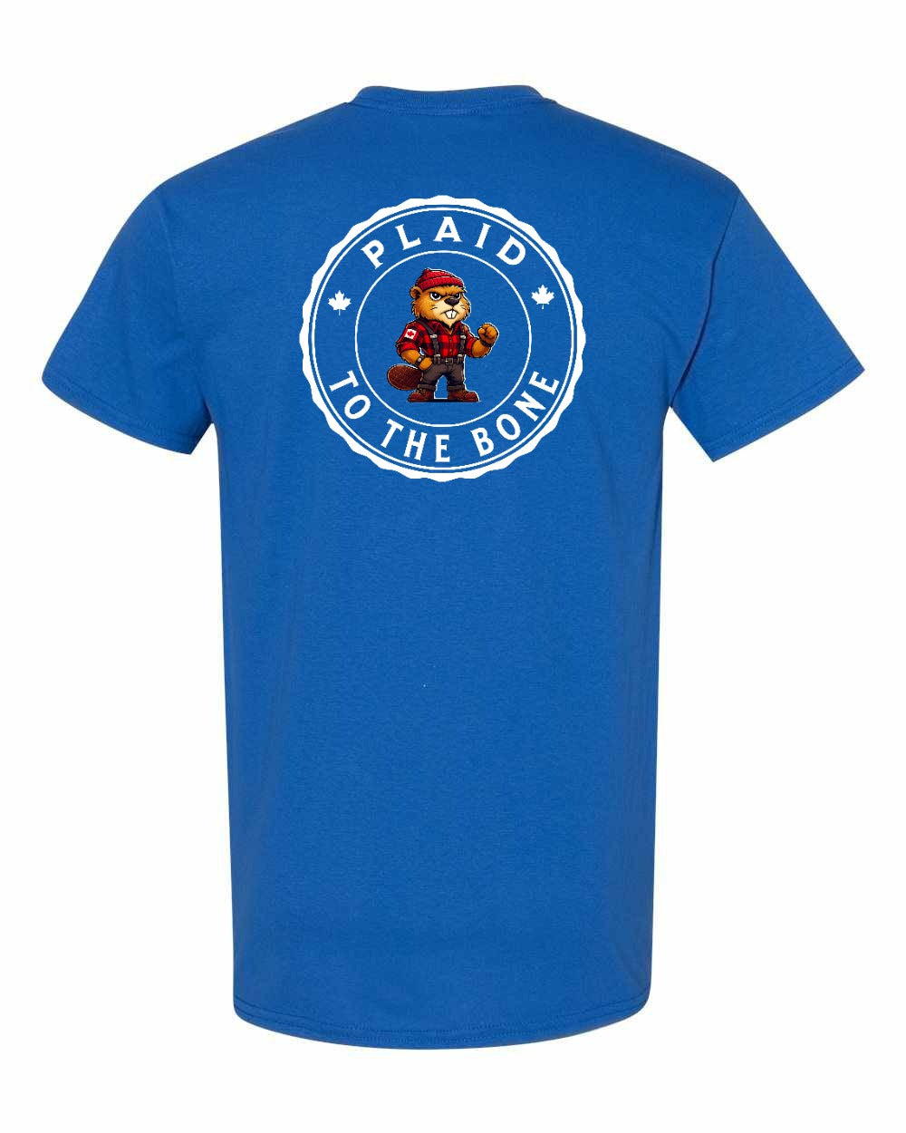 Plaid to the Bone Beaver Left Chest & Back Men's Tee - Gildan Canada (sewn Internationally)