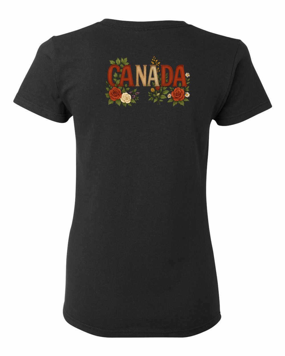 Canada Rose Design Tee Left Chest and Back Women's Tee - Gildan Canada (sewn Internationally)