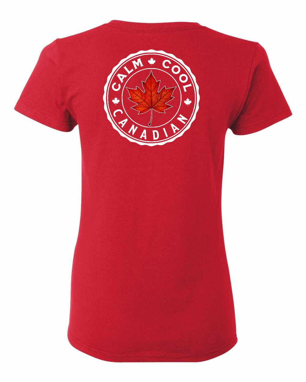 Calm Cool Canadian Leaf Left Chest And Back Women's Tee - Gildan Canada (sewn Internationally)