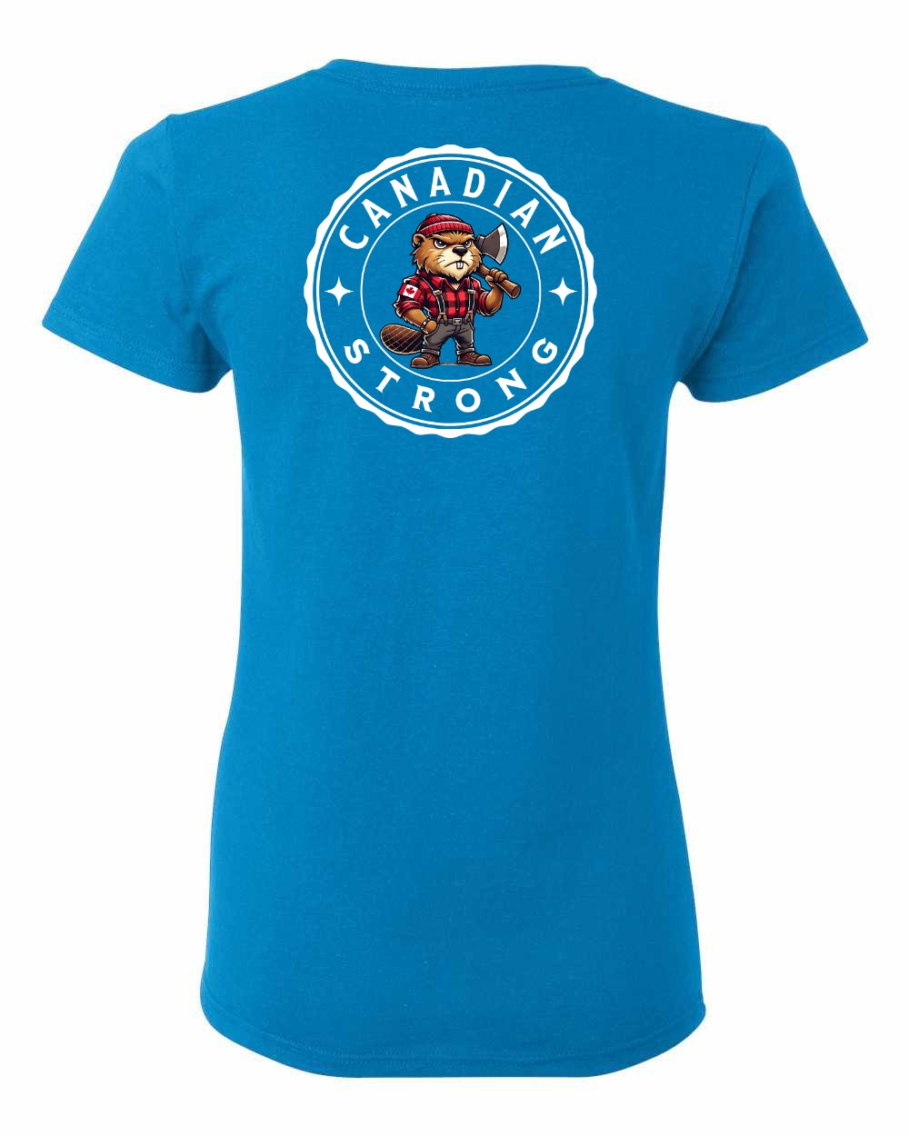 Canadian Strong Beaver Left Chest and Back Women's Tee - Gildan Canada (sewn Internationally)