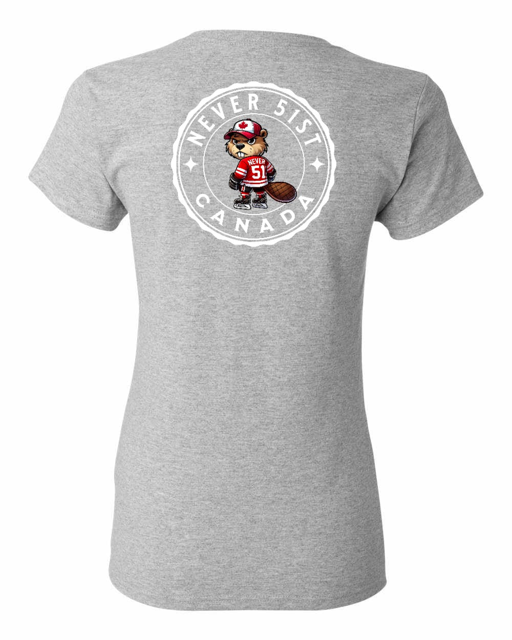 Never 51st Beaver Left Chest and Back Women's Tee - Gildan Canada (sewn Internationally)