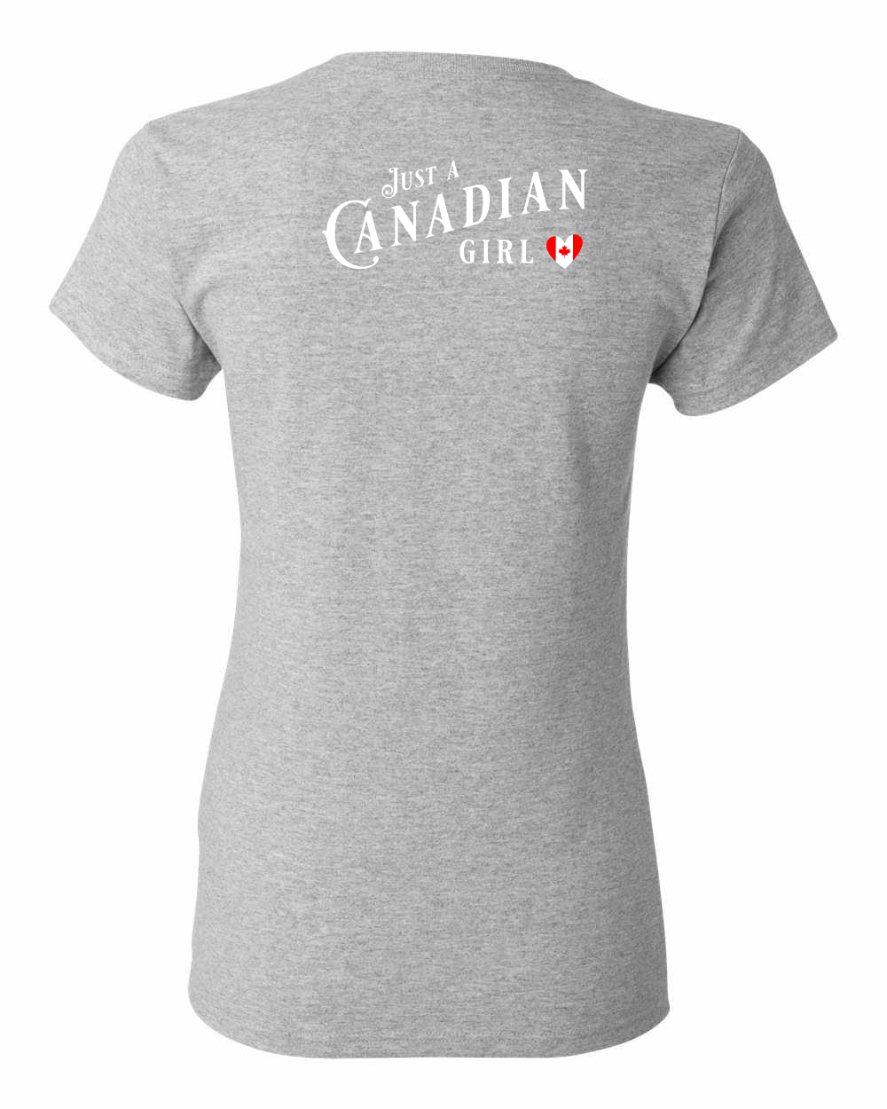 Just a canadian girl heart flag Left Chest and Back Women's Tee - Gildan Canada (sewn Internationally)