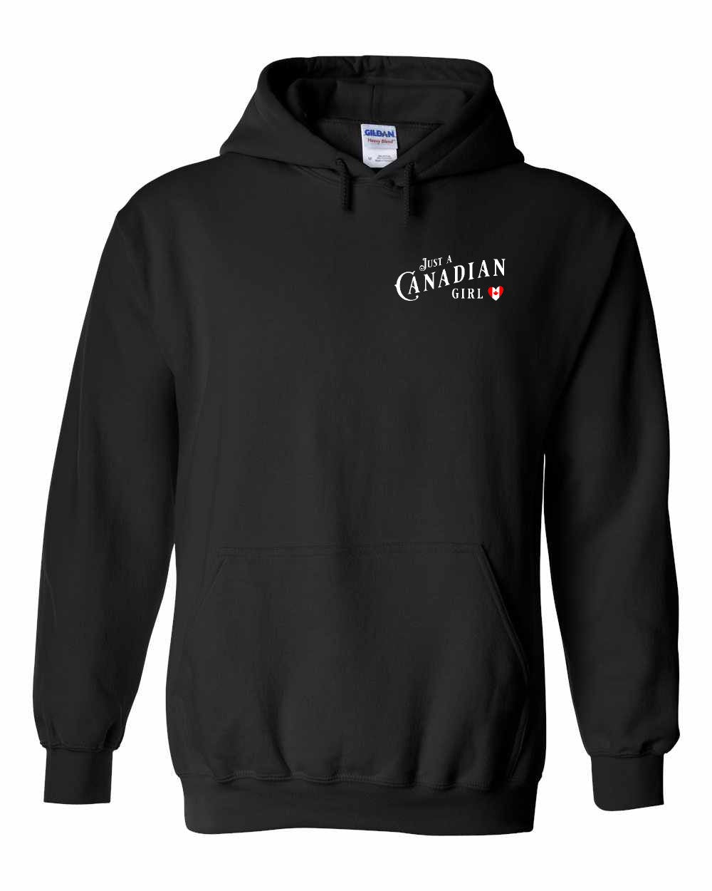 Just A Canadian Girl (Heart Flag Full) Left Chest and Back Pullover - Gildan Canada (sewn Internationally)