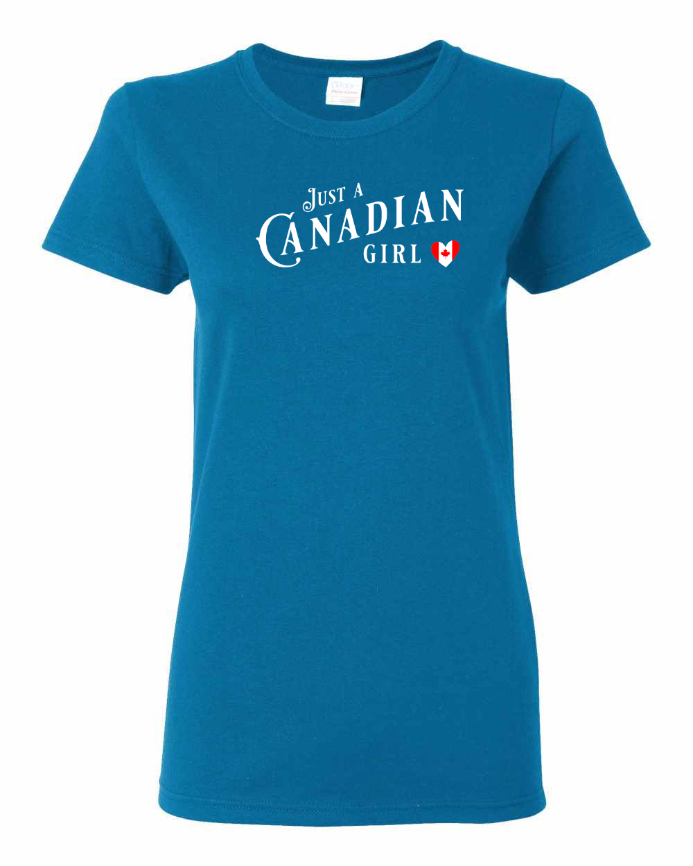 Canadian Girl Heart Flag Full Front Women's Tee - Gildan Canada (sewn Internationally)