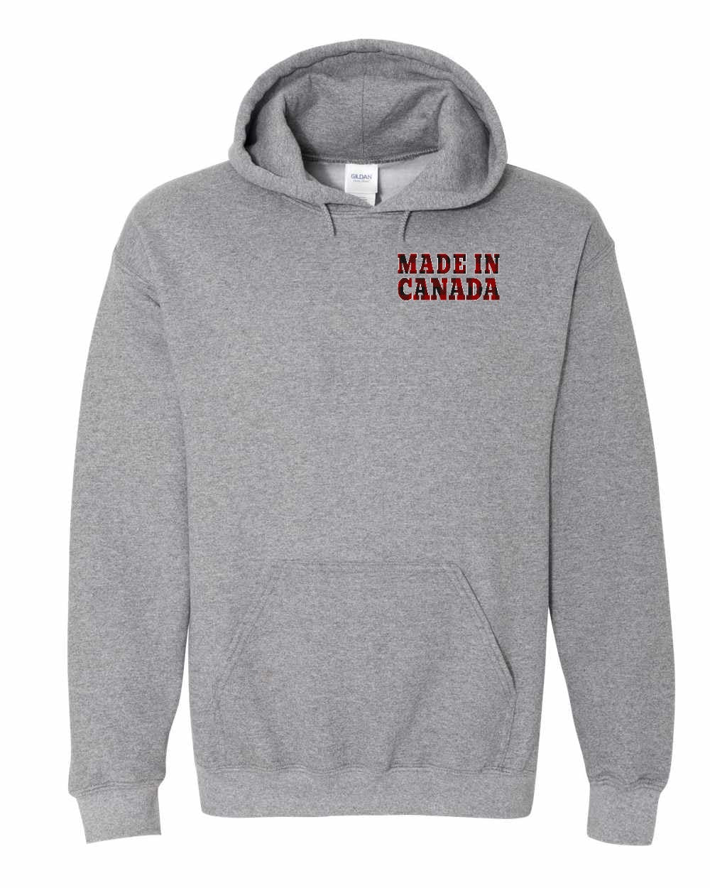 Made in Canada Plaid Background Left Chest Pullover - Gildan Canada (sewn Internationally)