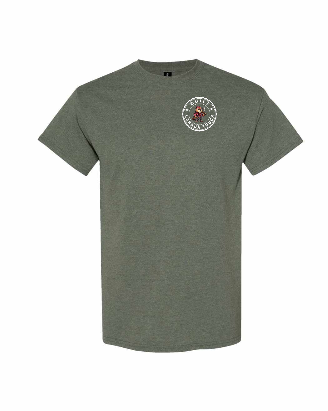 Built Canada Tough Male Beaver Axe Left Chest Men's Tee - Gildan Canada (sewn Internationally)