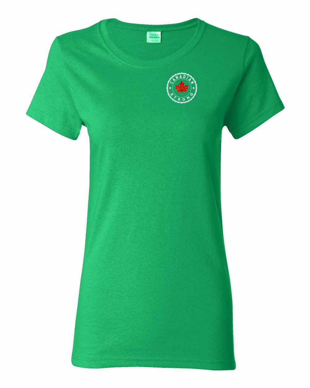 Canadian Strong Leaf Left Chest Women's Tee - Gildan Canada (sewn Internationally)
