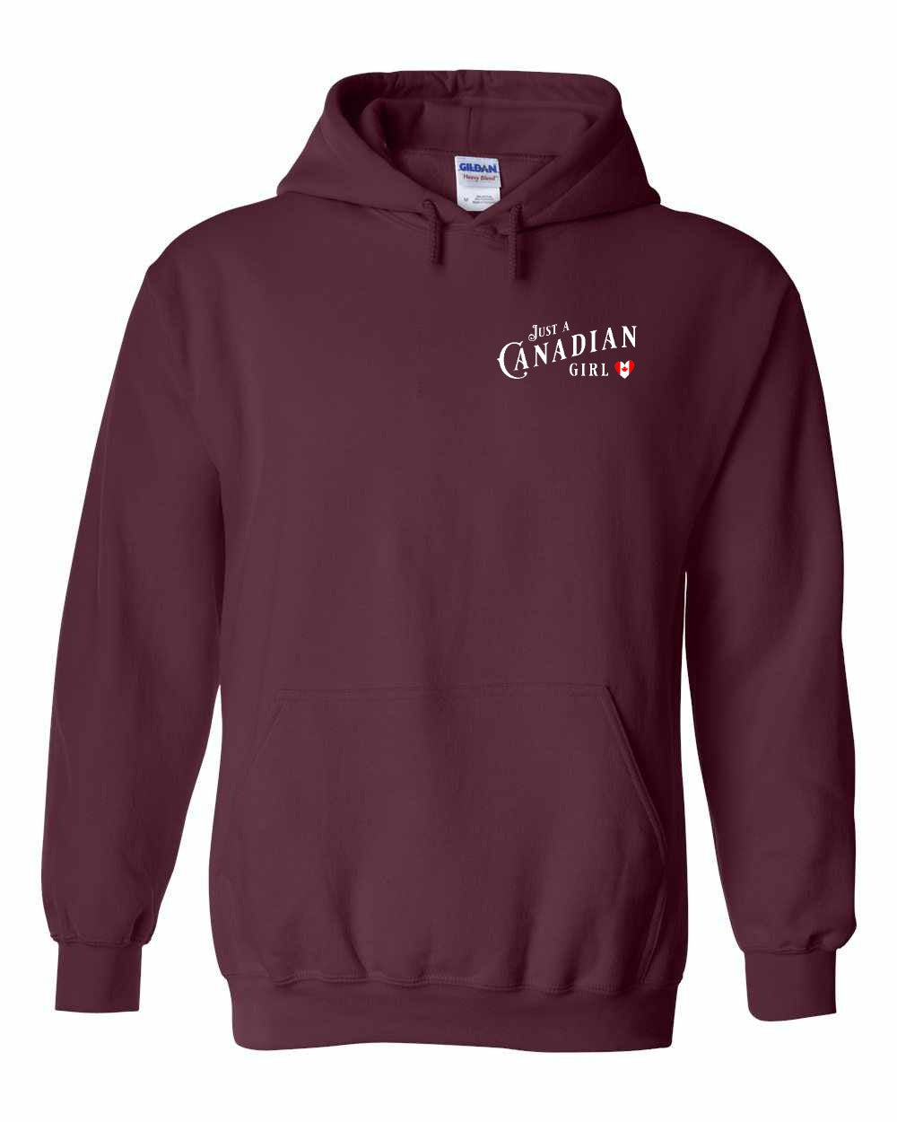 Just A Canadian Girl (Heart Flag Full) Left Chest and Back Pullover - Gildan Canada (sewn Internationally)