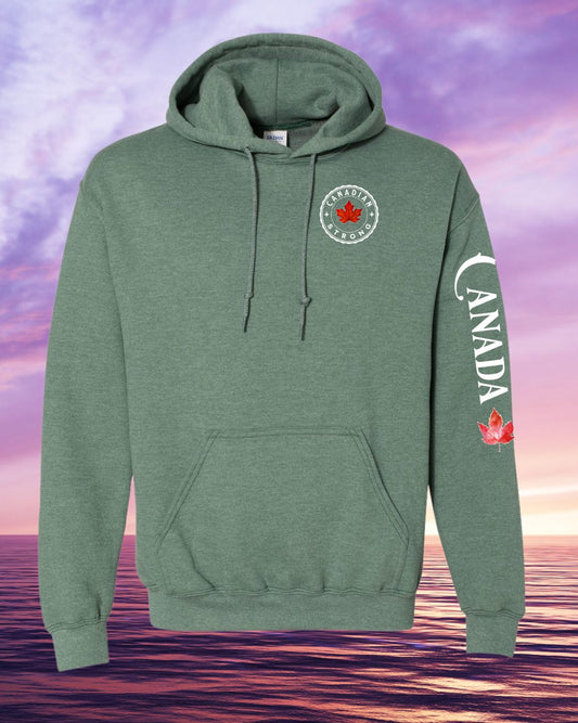 Canadian Strong Leaf Left Chest and Sleeve Pullover Hoodie