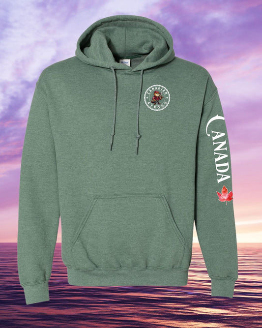 Canadian Strong Beaver Left Chest and Sleeve Pullover Hoodie