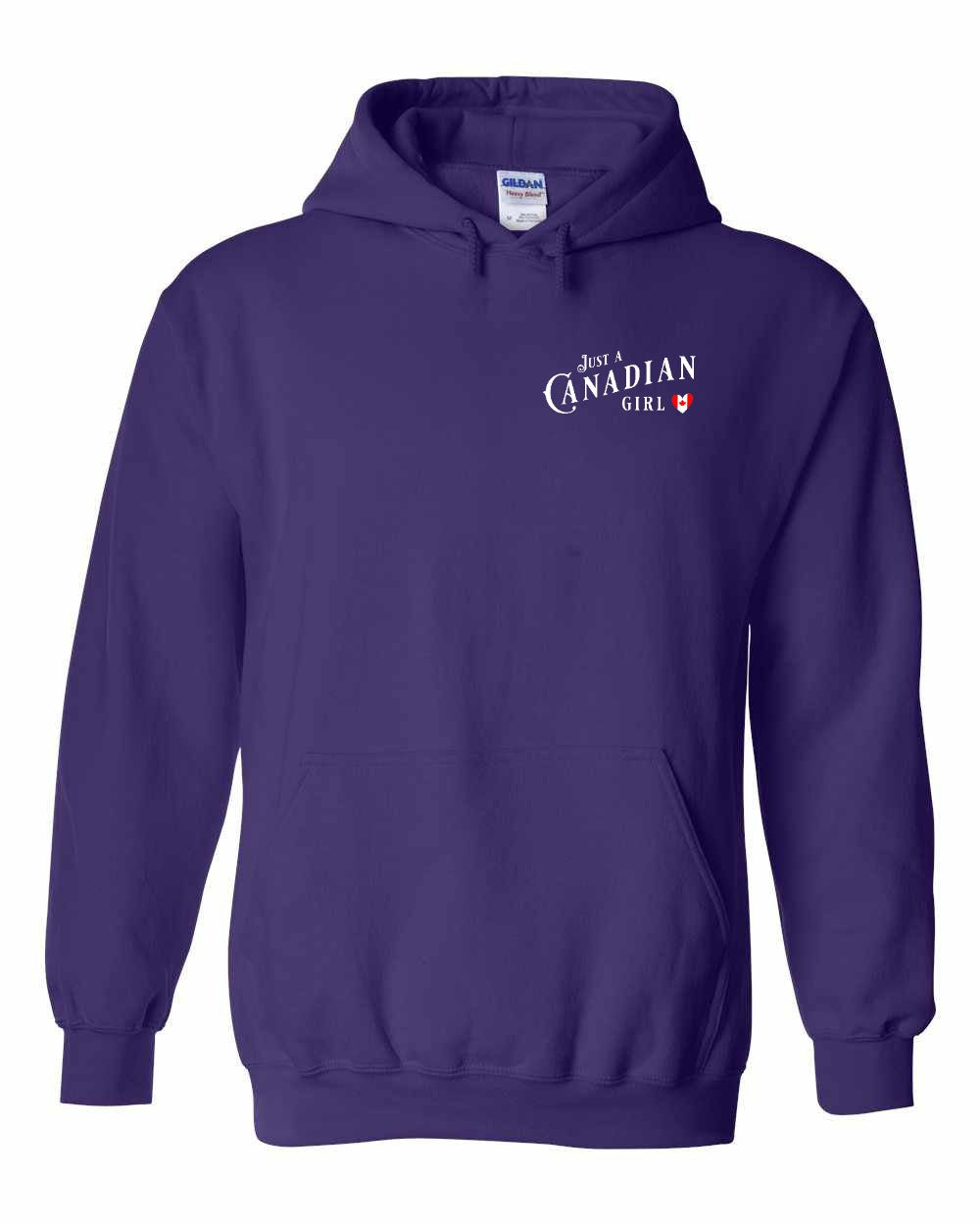 Just A Canadian Girl (Heart Flag Full) Left Chest and Back Pullover - Gildan Canada (sewn Internationally)