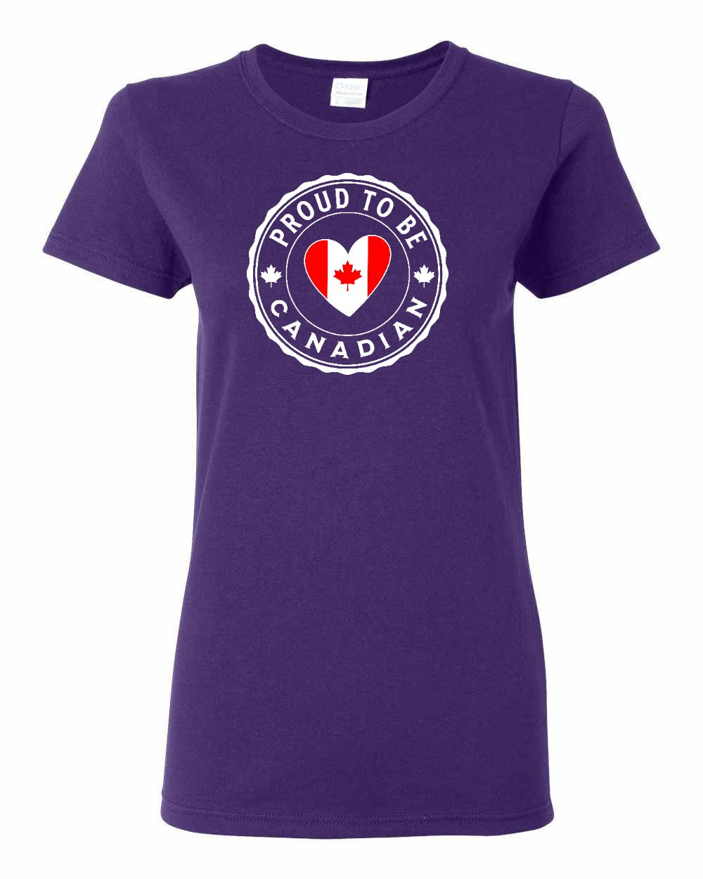 Proud to Be Canadian Heart Full Front Women's Tee - Gildan Canada (sewn Internationally)