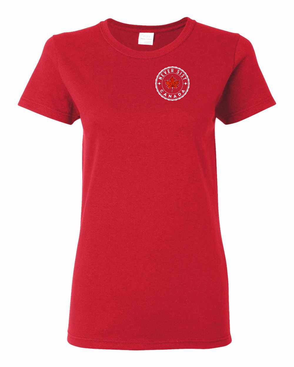 Never 51st Leaf Left Chest Women's Tee - Gildan Canada (sewn Internationally)