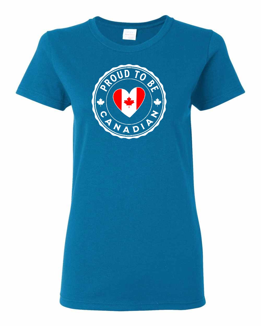 Proud to Be Canadian Heart Full Front Women's Tee - Gildan Canada (sewn Internationally)