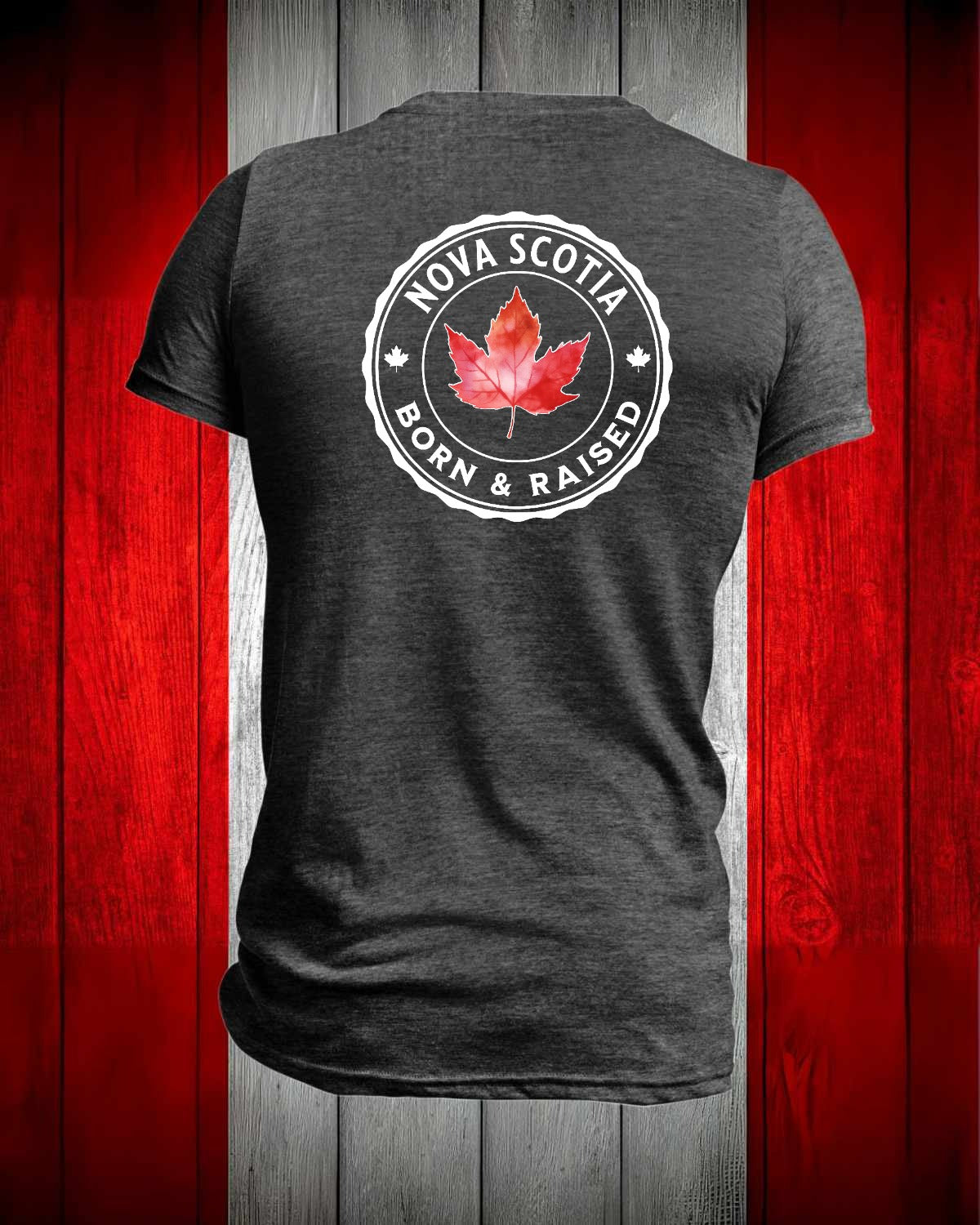 Nova Scotia Born and Raised left chest and back Men's Stanfield's Tee