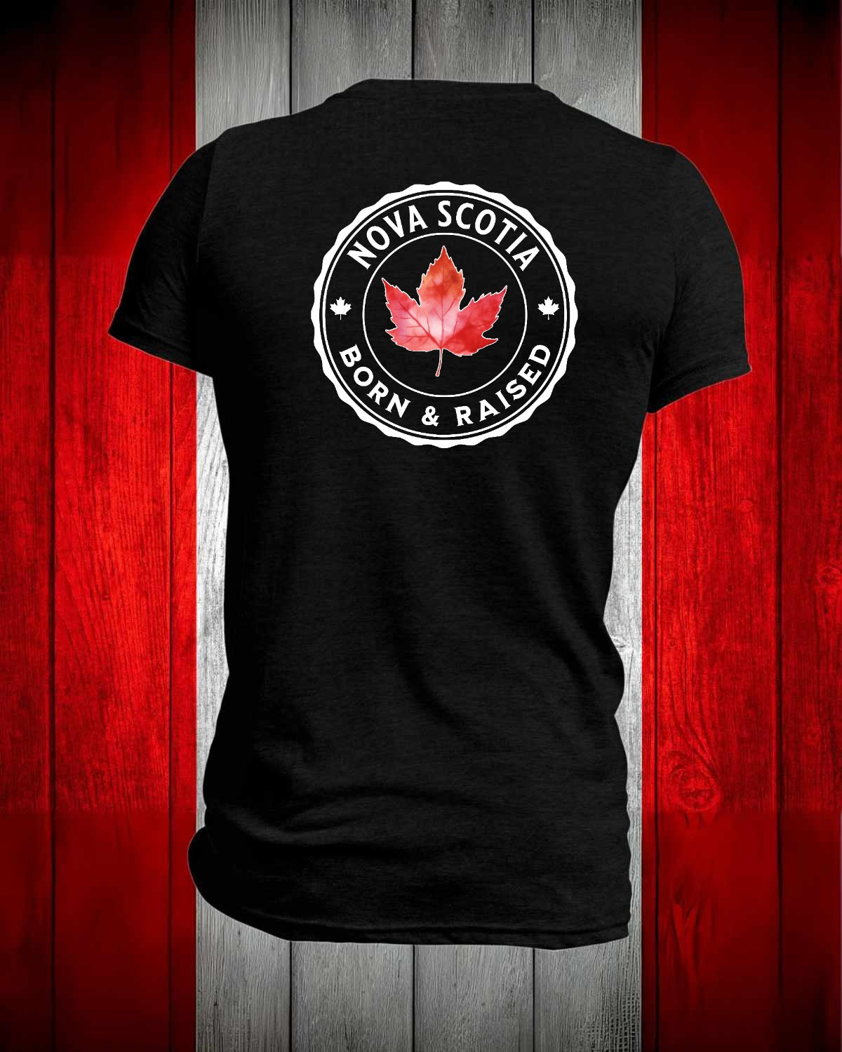 Nova Scotia Born and Raised left chest and back Men's Stanfield's Tee