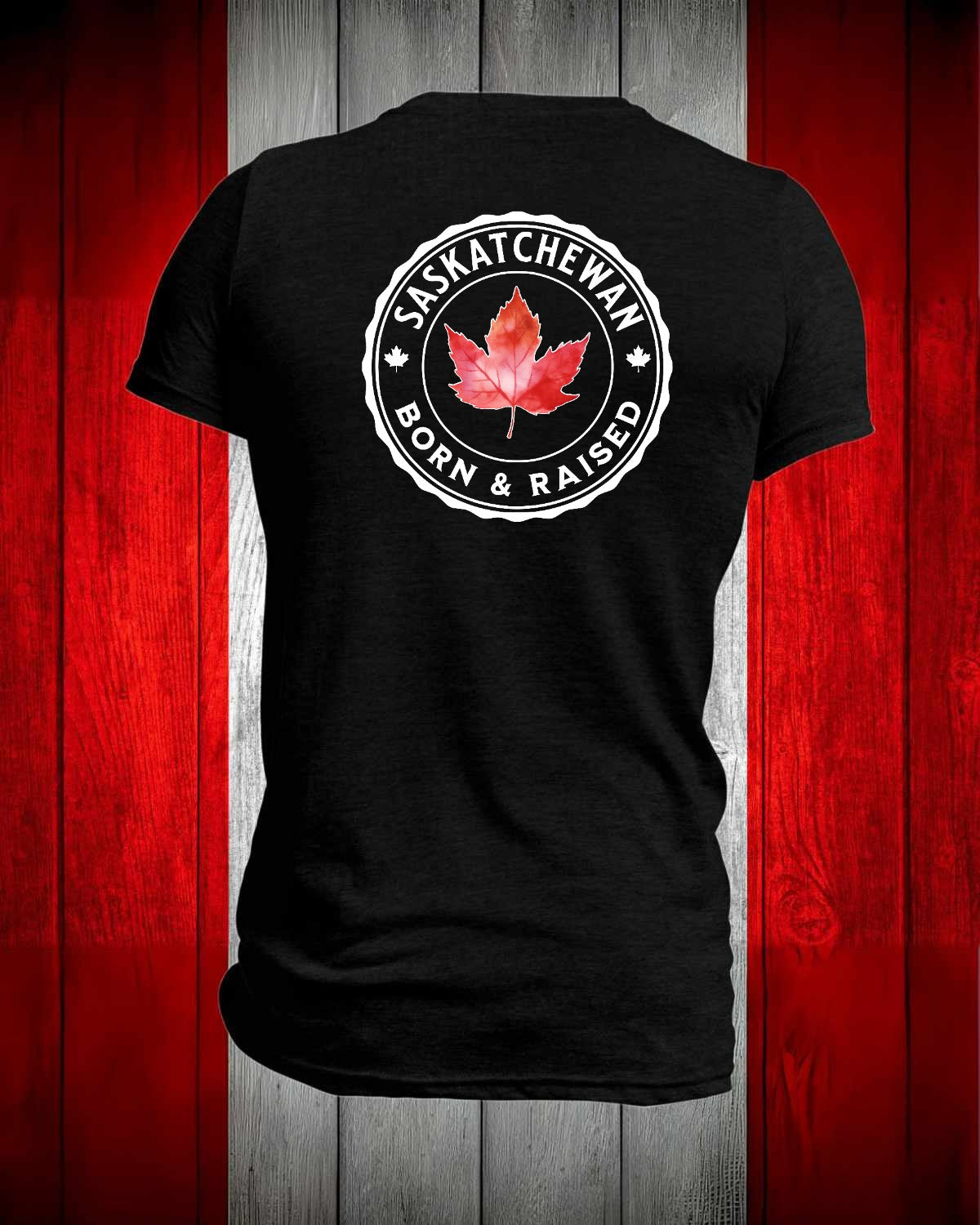 Saskatchewan Born and Raised left chest and back Men's Stanfield's Tee