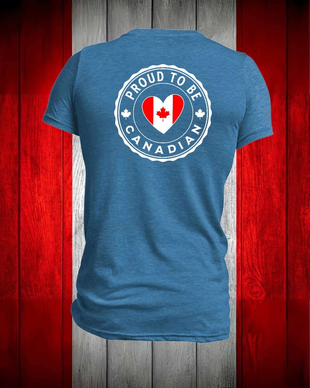 Proud to be Canadian Heart Left Chest and back Full Men's Stanfield's Tee