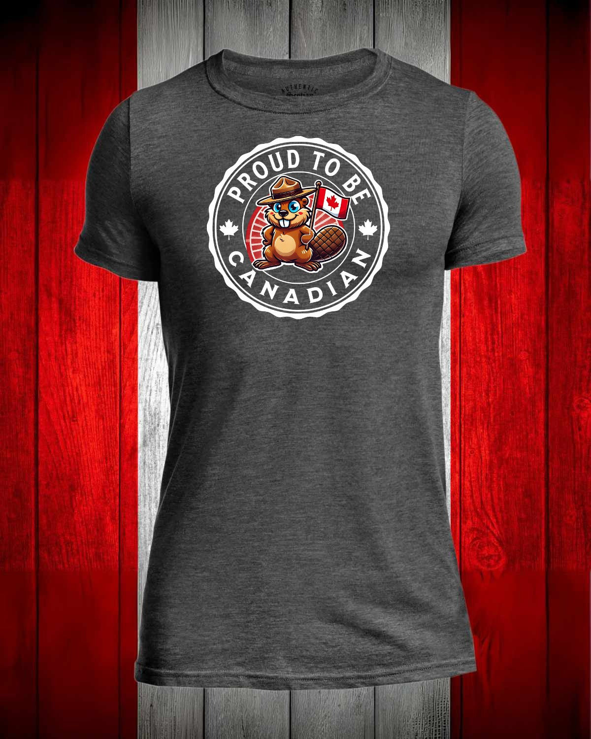 Proud to be Canadian Mountie Beaver Front Men's Stanfield's Tee
